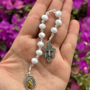 Caminata de la encarnación en murano color blanco y transparente